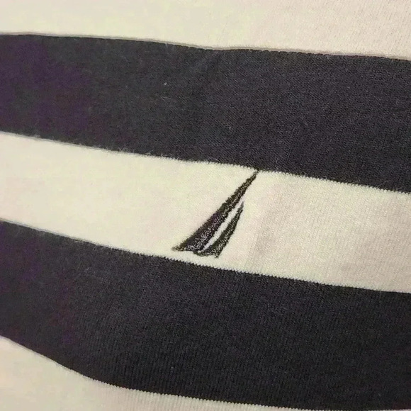 Nautica Cropped Sleeve Striped Button Detail Shirt - Picture 5 of 11